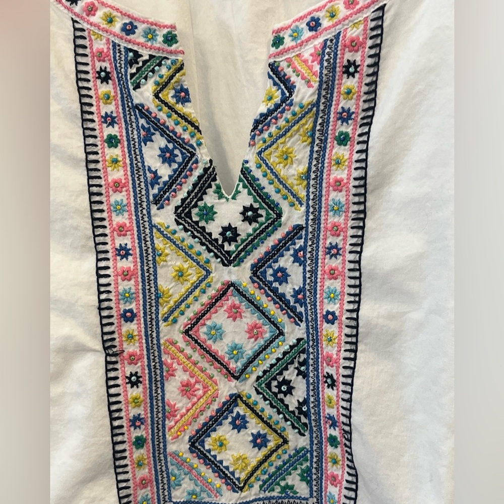 Talbots embroidered boho tunic blouse cotton long sleeve spring summer XL - Picture 3 of 7